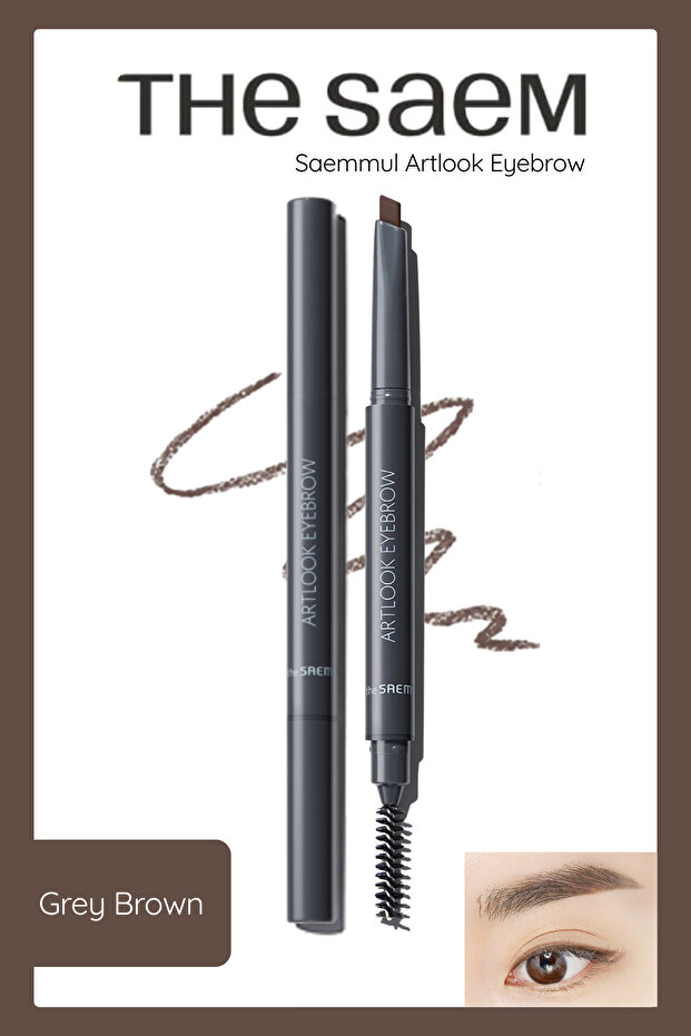 Natural Looking Angled Eyebrow Pencil - Saemmul Artlook Eyebrow - Gray Brown