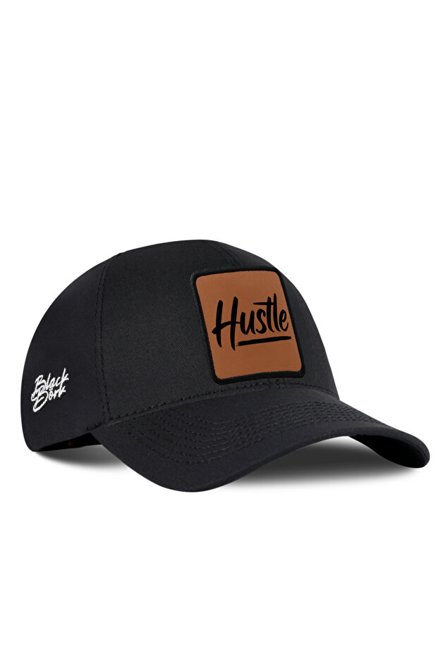 Hustle Logo Black Six Baseball Cap