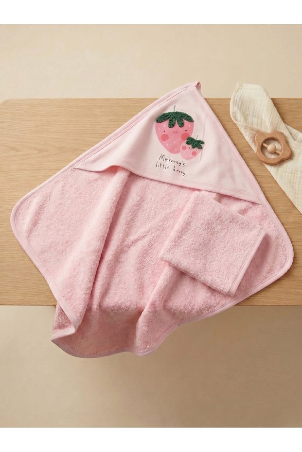100% Cotton Baby Bathrobe Towel + Washcloth Set I 0-2 Years