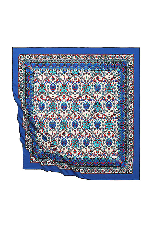 Saks Tile Tulip Pattern Silky Scarf