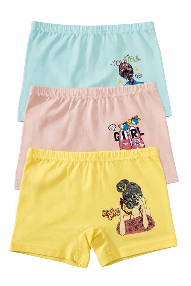 Girl's 3-Piece Cotton Boxer Printed Daily Classic Model (8701-3)