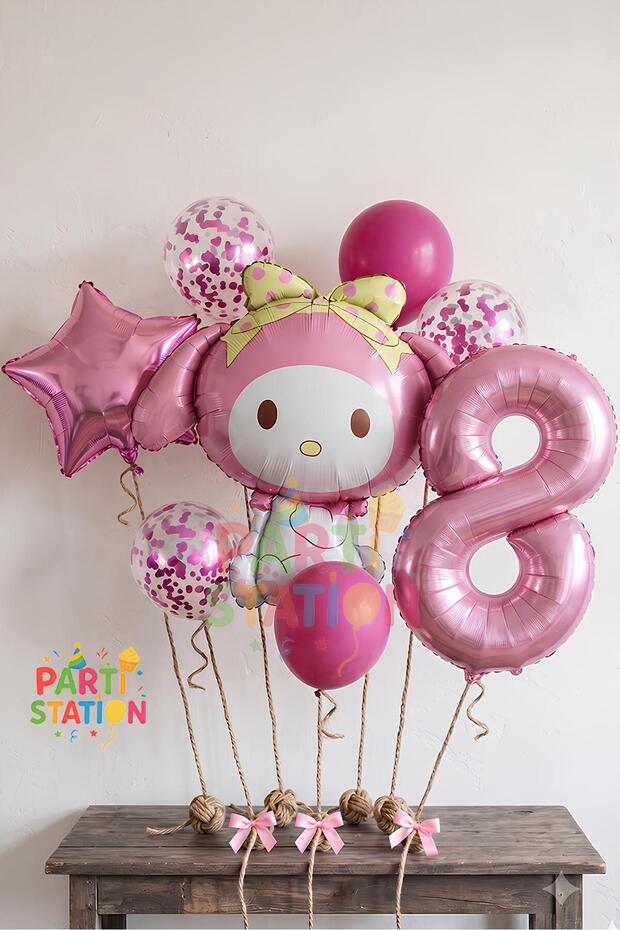 8 Years Old Sanrio Kuromi Melody Anime Balloon Set - Hello Kitty Concept Birthday Balloon