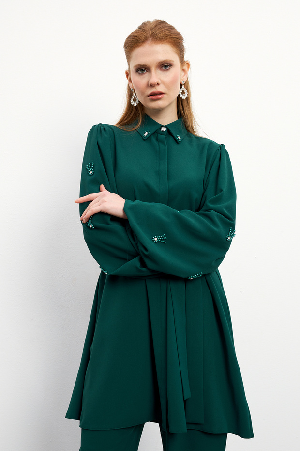 Leora Tunic Trouser Set - Emerald - 3