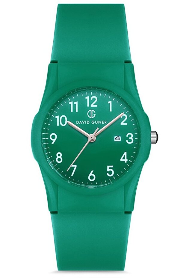 Dg-8463Ld-Zj10 Plastic Case Calendar Numerals Green Color Unisex Wristwatch