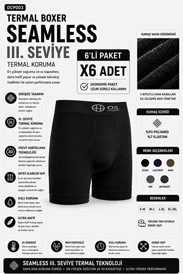 Flexible Breathable Comfortable Fabric Cotton Lycra Men's Black Boxers Anti-Sweat 6 Pack