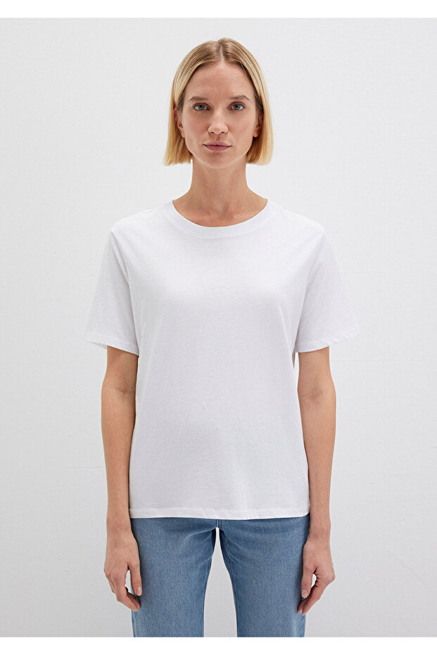 Bisiklet Yaka Beyaz Basic Tişört Regular Fit / Normal Kesim 1600955-620 - 3