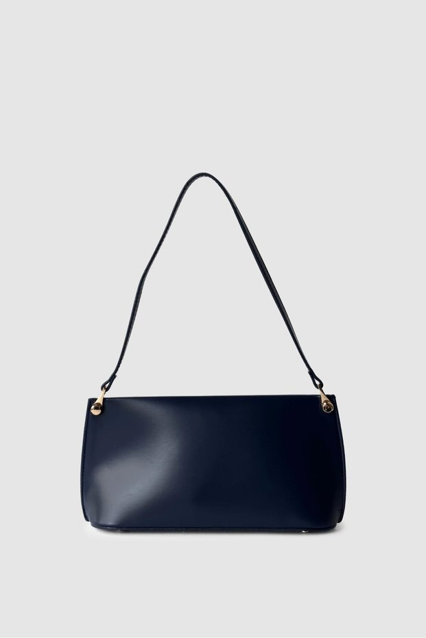 Lycie Matte Look Lined Magnet Closure Shoulder and Arm Bag Navy Blue