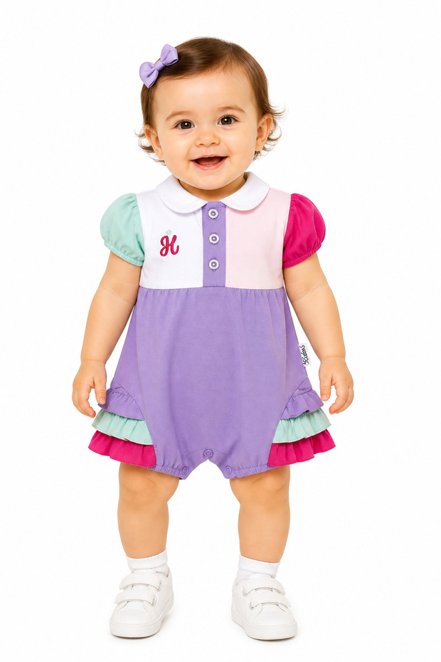 Baby Girl Colorful Polo Neck Jumpsuit Summer Cotton Baby Jumpsuit Shorts Jumpsuit