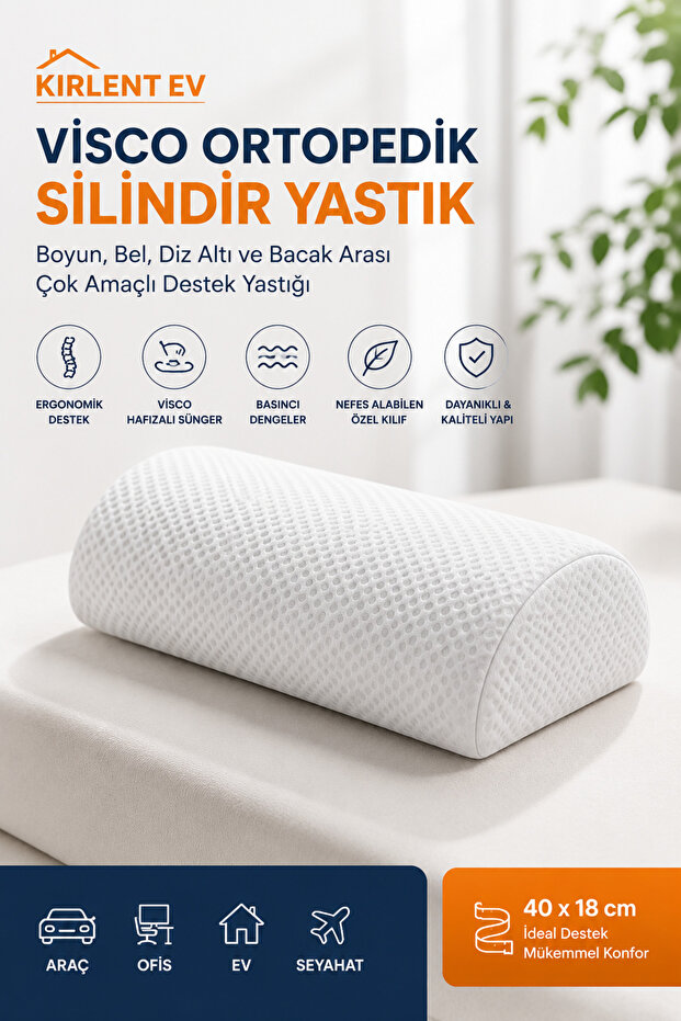 Visco Orthopedic Cylinder Pillow - Multi-Purpose Neck, Waist, and Knee Support Pillow