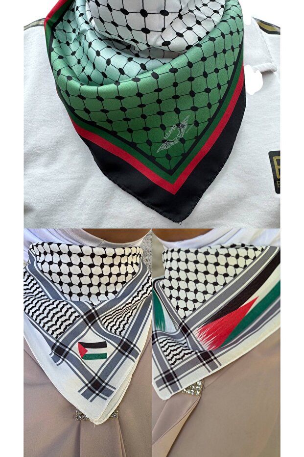 3 Palestine Themed Scarf 50X50 Unisex Suitable for Daily Use Pashmina Shawl Keffiyeh Palestine