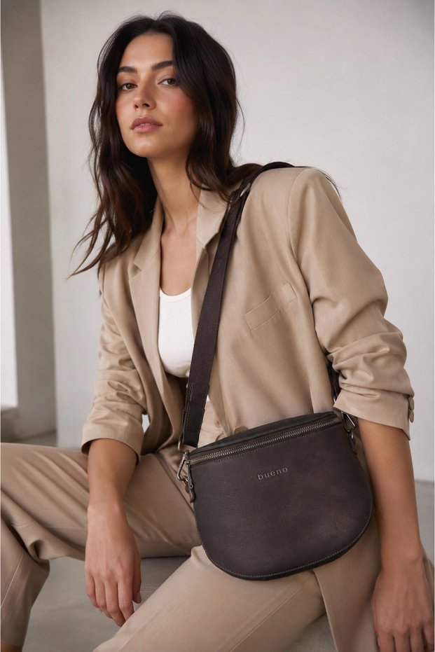 Black Shiny Leather Women's Crossbody Bag