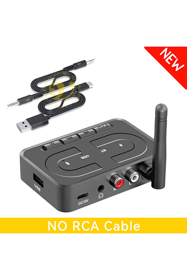 (جديد) كابل NO RCA من VAORLO، جهاز استقبال صوتي بلوتوث 6.0 مع مدخل 3.5 ملم AUX RCA، مع ميكروفون، ستيريو HIFI لاسلكي