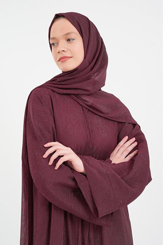 عباية نسائية لامعة مع شال - مقاس قياسي وأطوال مختلفة