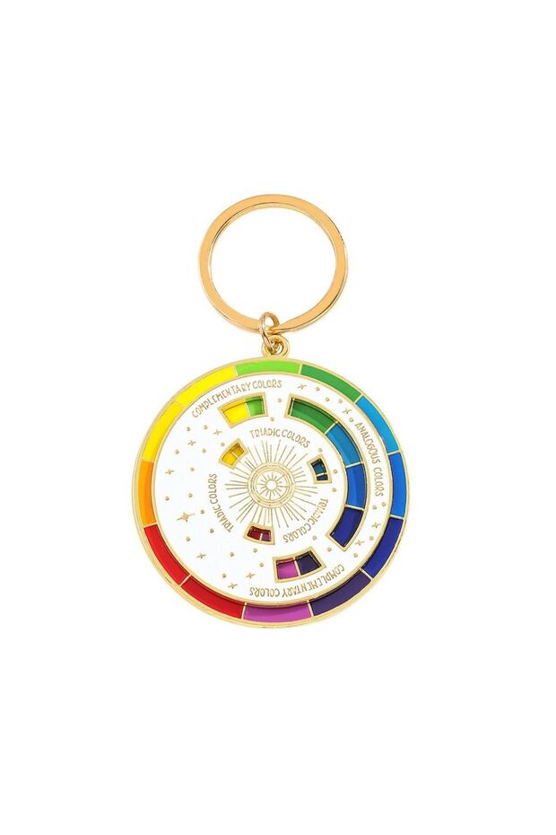 white New Color Wheel Keychain Novelty Rotatable Palette Art Multicolour Spinning Compass Metal Pend