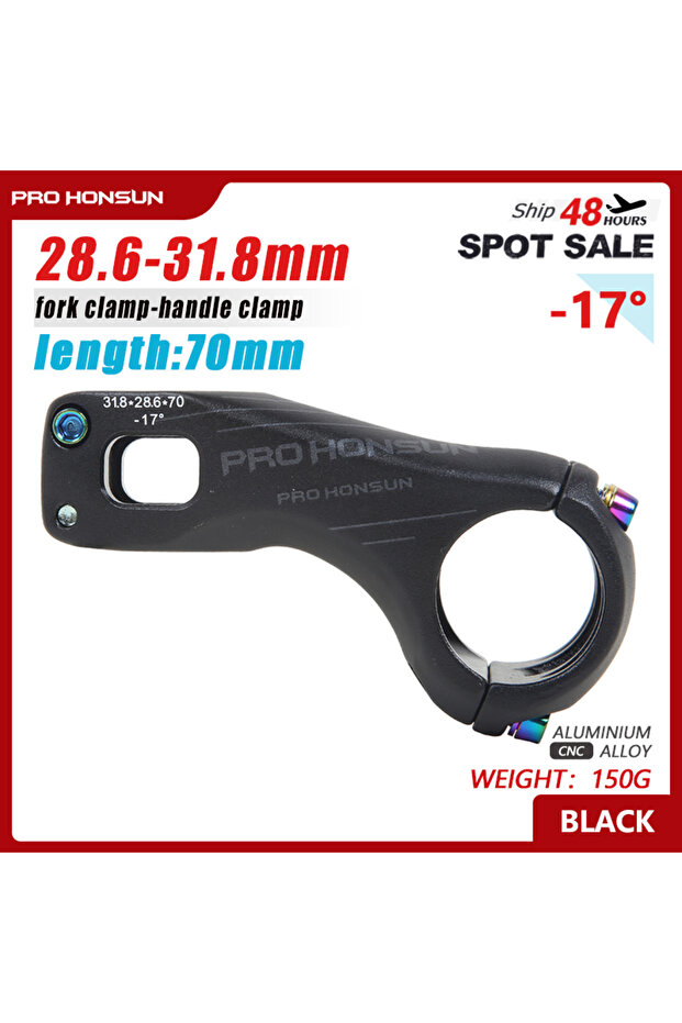 black 70mm TANKE MTB Power Stem CNC Aluminum Alloy Road/Mountain Bicycle Stem 17 Degree 70MM/90MM 31