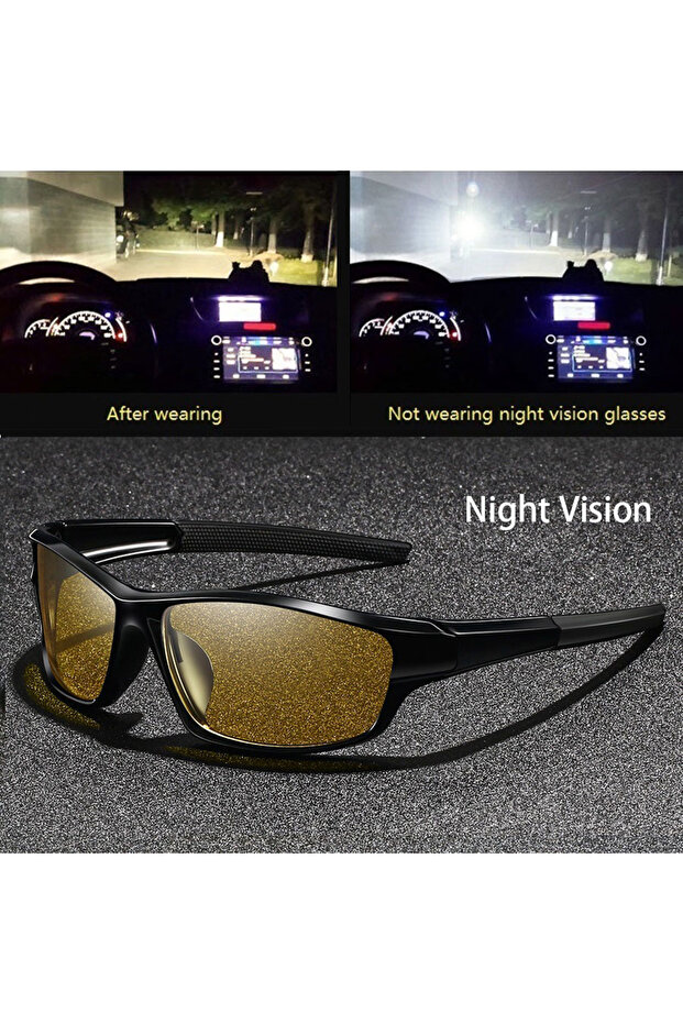 F620(NightVision) Fashion Vintage Square Frame Unisex Night Vision Glasses Reduce Visual Fatigue Len