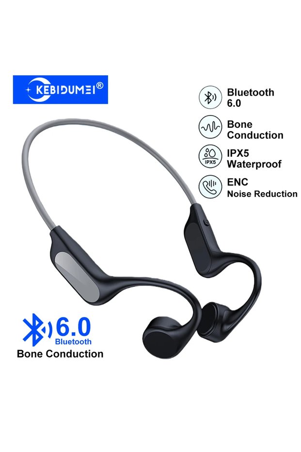 kebidumei Bone Conduction Bluetooth 6.0 Bone Conduction Earphones Sports Wireless Headphones Neckban
