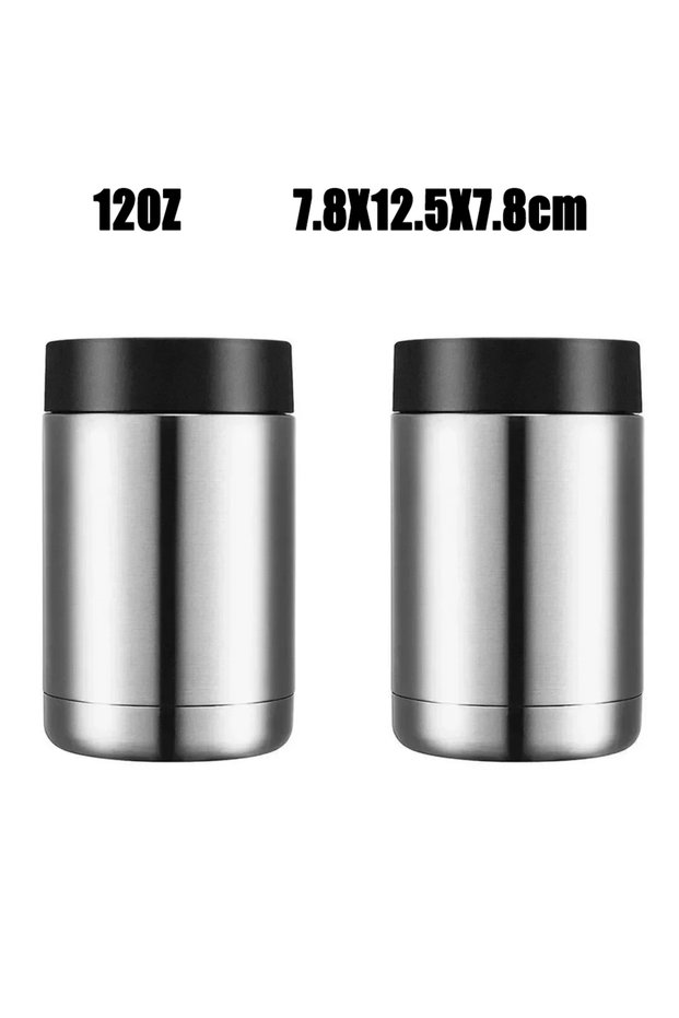 silvery 12oz 2PCS Stainless Steel Wine Bottle Refrigerator Can Double Wall Vacuum Insulated Beer Bot