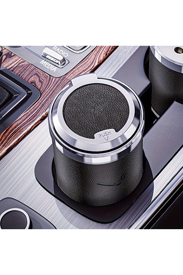 black Car Ashtray Portable With LED Light Vacuum Anti-Smell Odorless Cigar Ashtray Mini Trash Can fo
