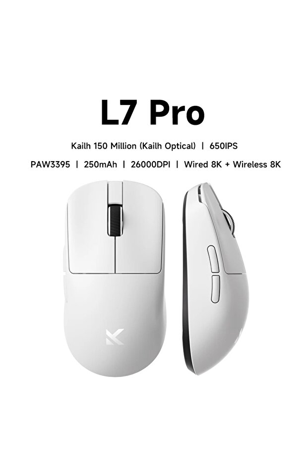 White-L7 PRO MCHOSE L7 Pro Wireless Gaming Mouse L7 Ultra PAW3395 26K Sensor Dual 8K Polling 39g Ult