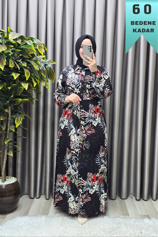 Women's Hijab Plus Size Clothing Palm Shirt Dress