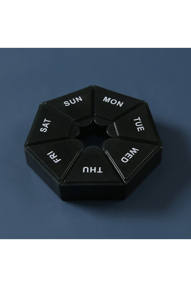 black Mini Small Portable Travel Vitamin Pill Box Pills Cases Container Organizer Storage Tablets 7