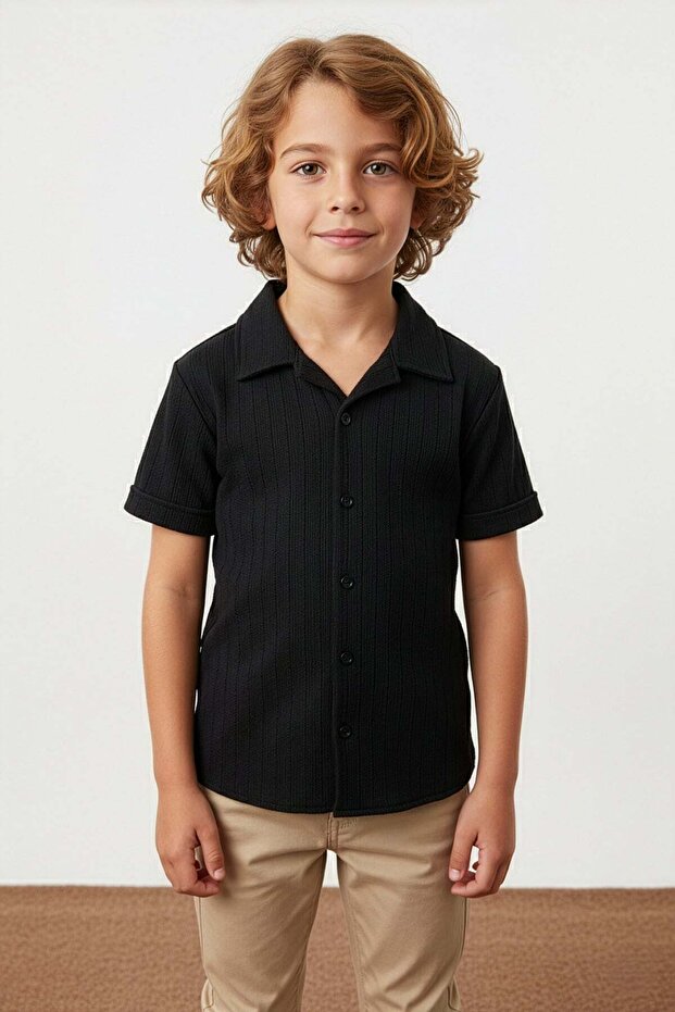Jacquard Buttoned Boys' Shirt