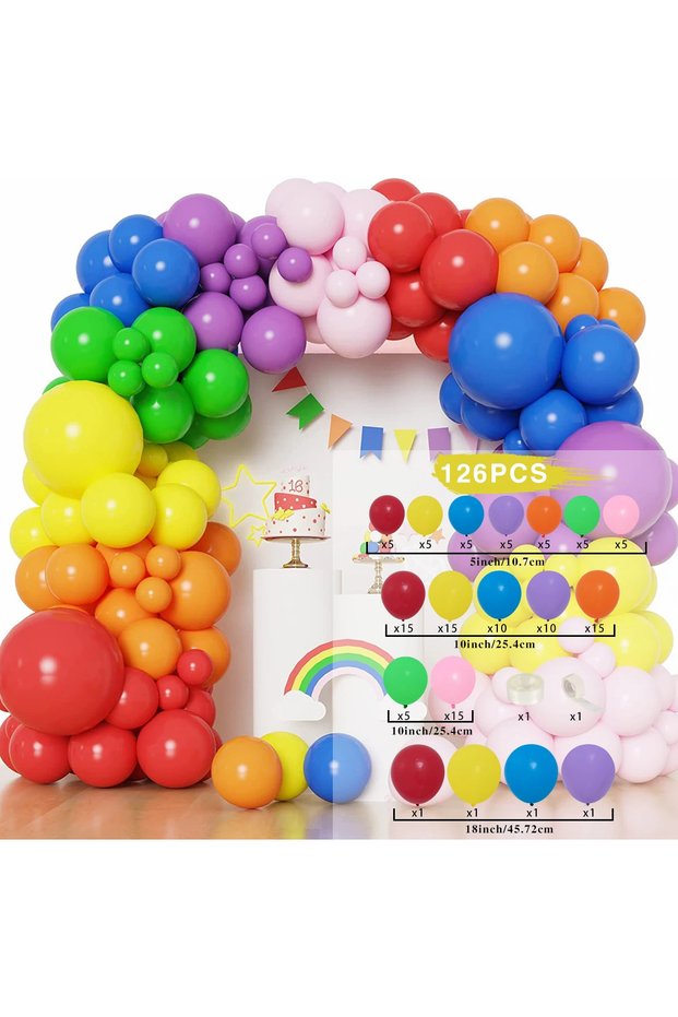 Other 126pcs Colorful Rainbow Balloon Garland Arch Kit Multicolor Latex Ballons Decoration Wedding B