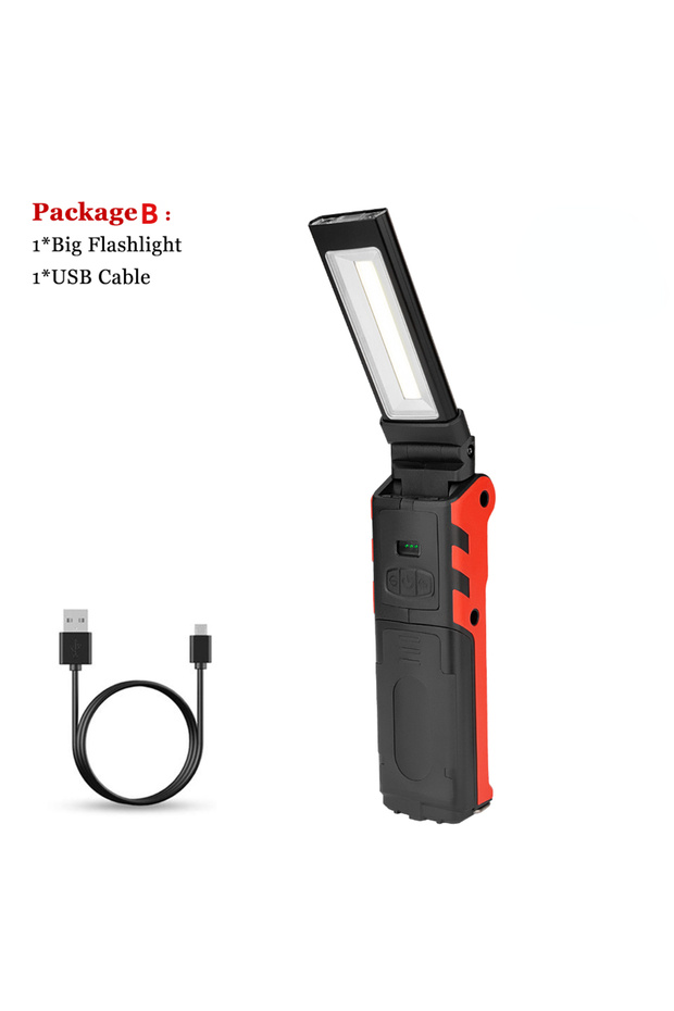حزمة B مصباح عمل LED COB قابل للتعتيم ومصباح يدوي قابل لإعادة الشحن عبر USB ومصباح فحص مع مغناطيس