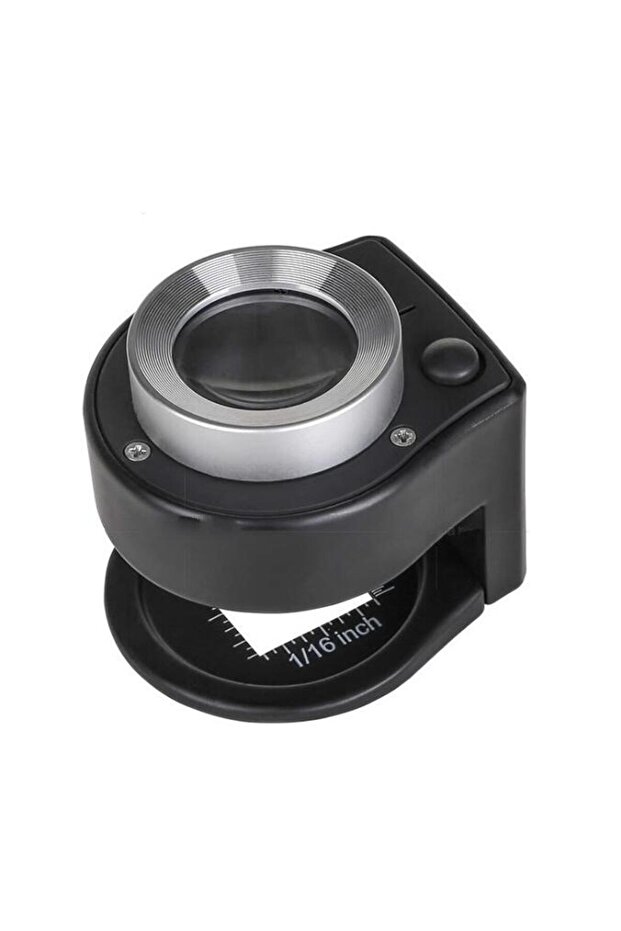 black Portable 30X Magnification Loupe Full Metal Black Money Detecting Lamp Scale Measurement With