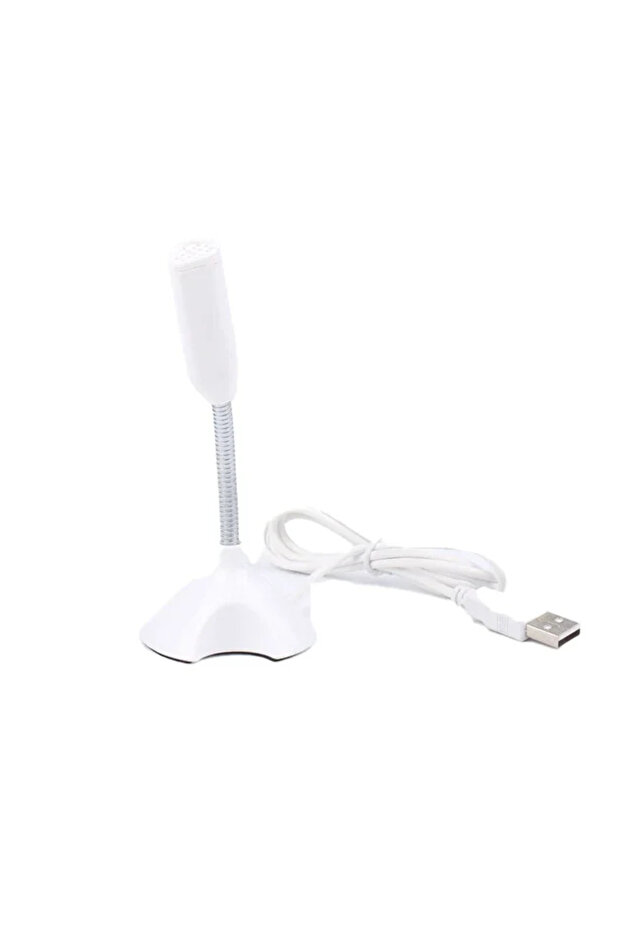 ميكروفون VIKEFON MKF أبيض اللون يعمل بمنفذ USB لأجهزة الكمبيوتر المحمولة والمكتبية، قابل للتعديل، مناسب للغناء في الاستوديو والألعاب والبث المباشر.