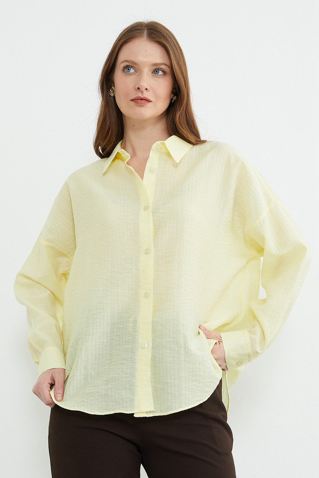 Basic Buttoned Crinkle Shirt - 6