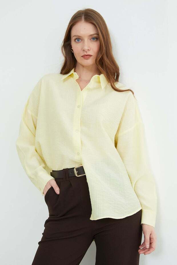 Basic Buttoned Crinkle Shirt - 2