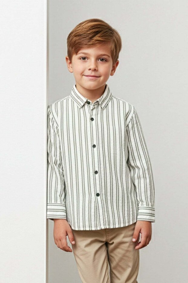 Striped Buttoned Boys' Shirt