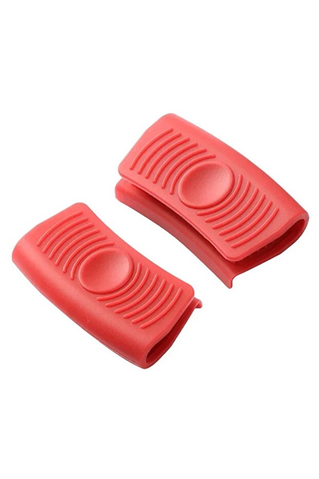red 2PCS Silicone Assist Handle Holders Insulated Hot Pot Handles for Cast Iron Wok Pan Frying Pan (