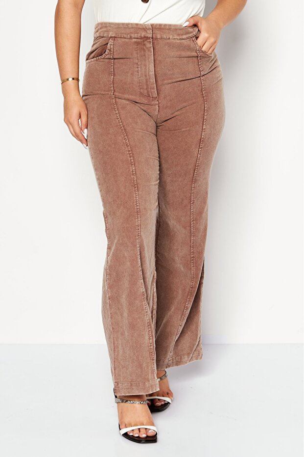Women Regular Fit Textured Pants, Brown