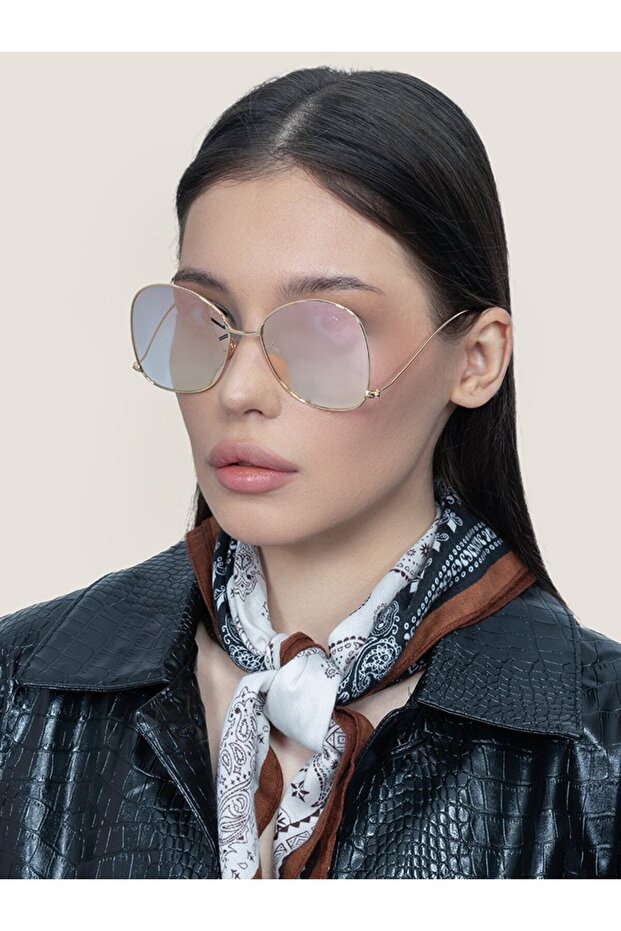 Unisex Round Sunglasses Gold Color Frame Gradient Glass Uv Protection Paskov C6