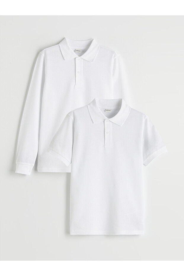 Lcw Kids White Polo Collar Boys' Pique T-Shirt 2-Pack