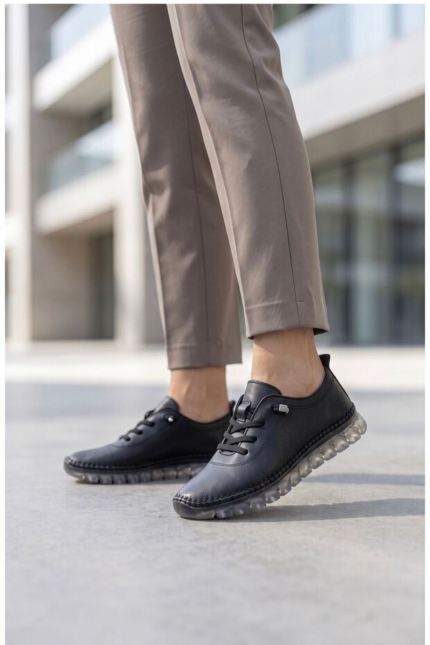 Women's Black Comfort Orthopedic Walking Shoes Soft Transparent Sole Casual Shoes