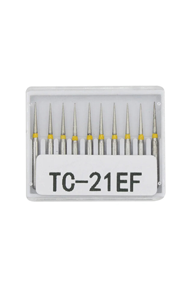 مجموعة رؤوس حفر ماسية للأسنان TC-21EF، 10 قطع/مجموعة، قطر FG، مقبض عالي السرعة 1.6 مم، TC/TF/TR/BC/