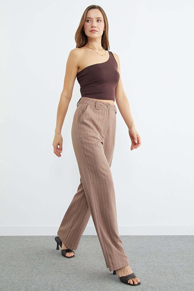 Striped High Waist Palazzo Trousers