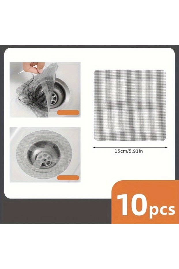 square 10 Pieces of Super Large Sink Floor Drain Stickers, Insect Proof Self-Adhesive Bathroom Hair