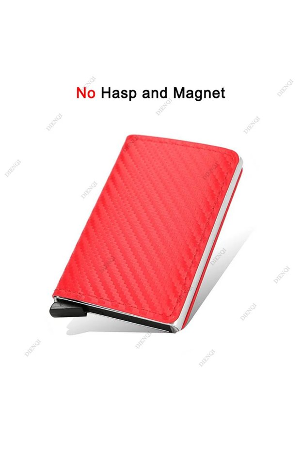 Carbon Red Top Quality Wallets Men Money Bag Mini Purse Male Vintage Brown Leather Rfid Card Holder