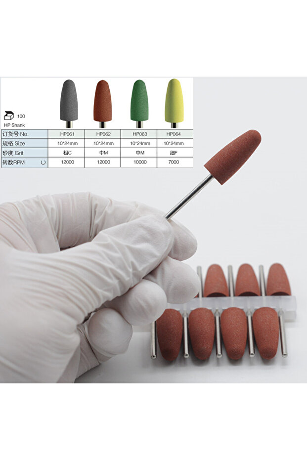 10x 610 Brown 10Pcs Dental Silicone Polishing Head Rubber Grinding Wheel for Denture Crown Bridge Lo