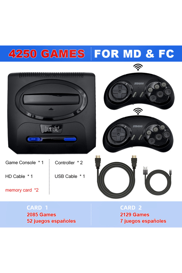 With ES Games 16BIT Segas-MD Video Game Console For Sega Mega Drive Genesis Dendy Console Support HD