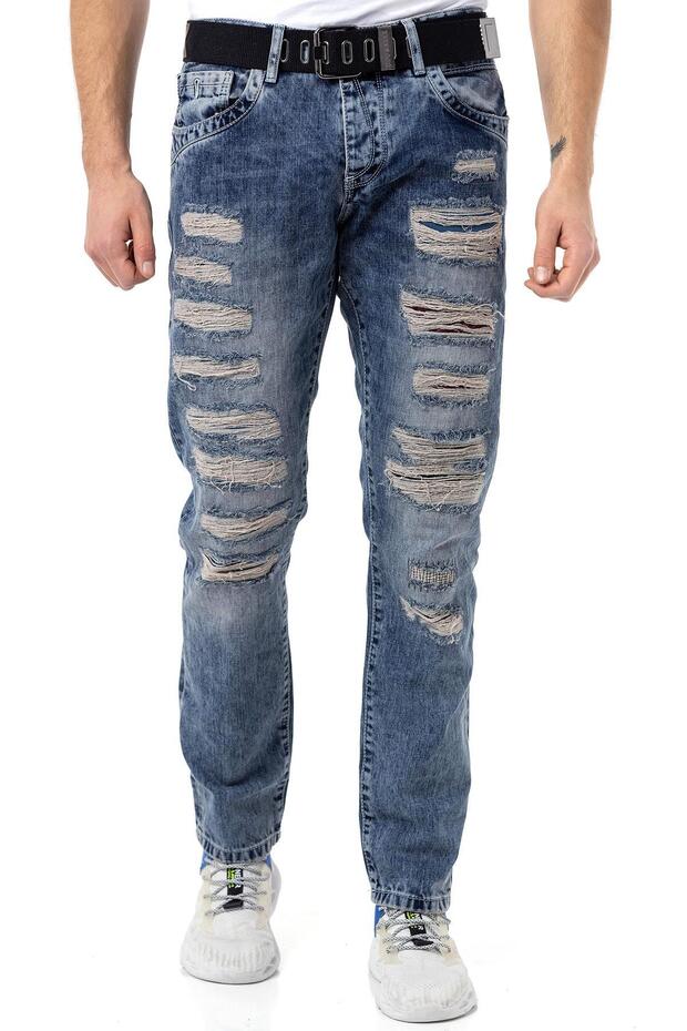 Cd131 Colorful Patched Low Waist Men's Jeans