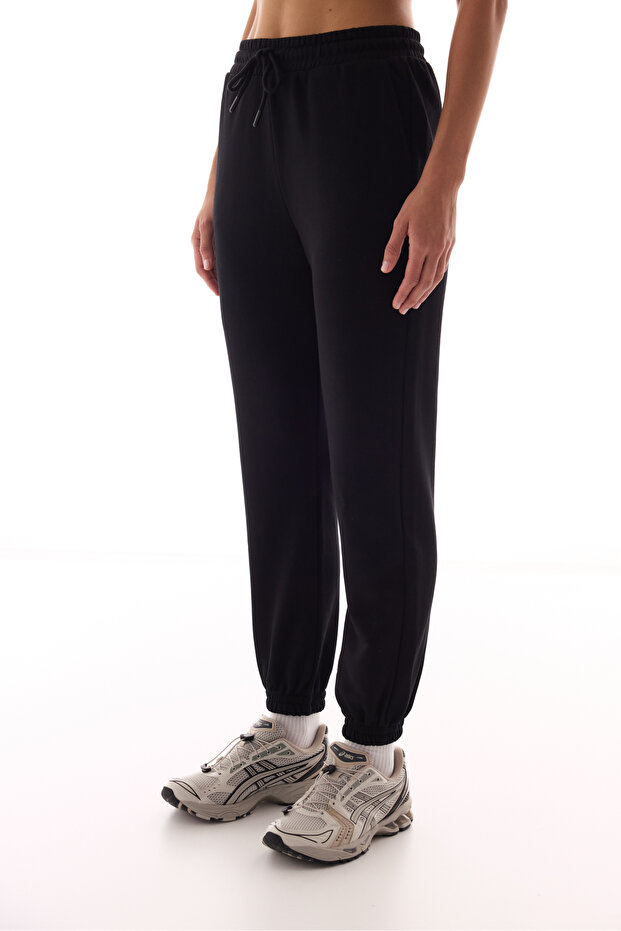 Schwarze Active-Jogginghose mit hoher Taille