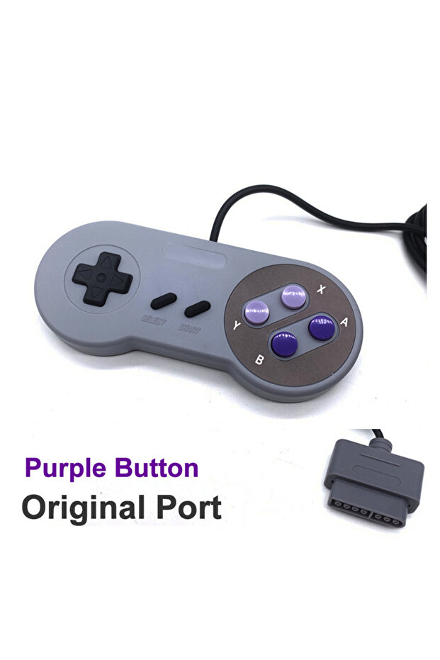 Purple Original Port Wired Gamepad for SNES/SFC,Adaptation Genuine SNES/SFC Game Console, Gamepad Ha