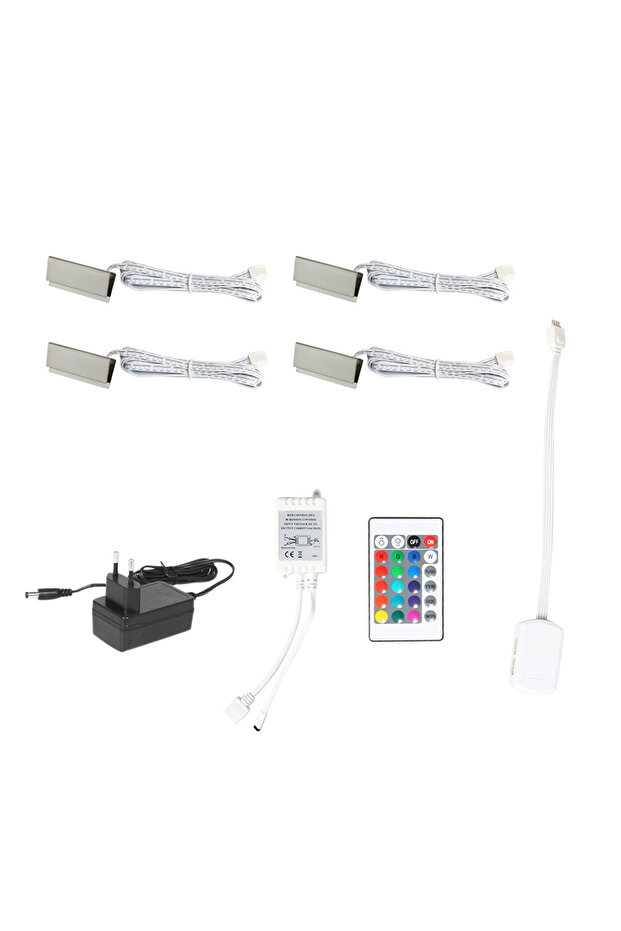 4Pcs EU LED Clip On Glass Shelf Lighting Under Cabinet Night Lights Kit for Glass Edge Shelf with Re