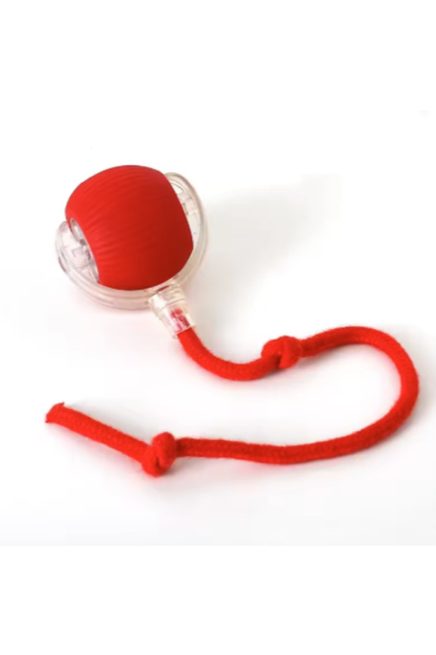 Red New Automatic Interactive Cat Ball Toy Rechargeable Smart Electric Rolling Ball with Faux Tail f